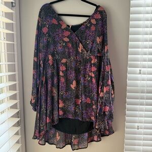 Free People Floral Black and Pink Women's Dress NWT